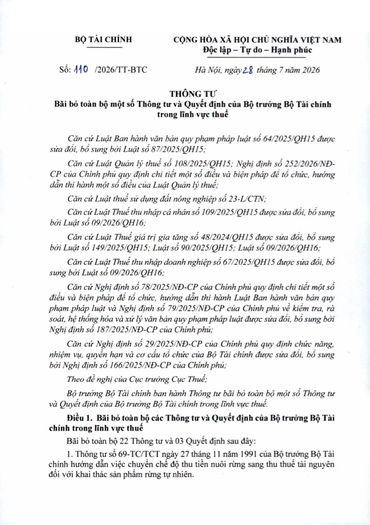 Thông tư 110/2026/TT-BTC Trang 1